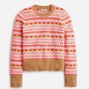 J.Crew neon pink heart sweater 💜 cute!!! Large
